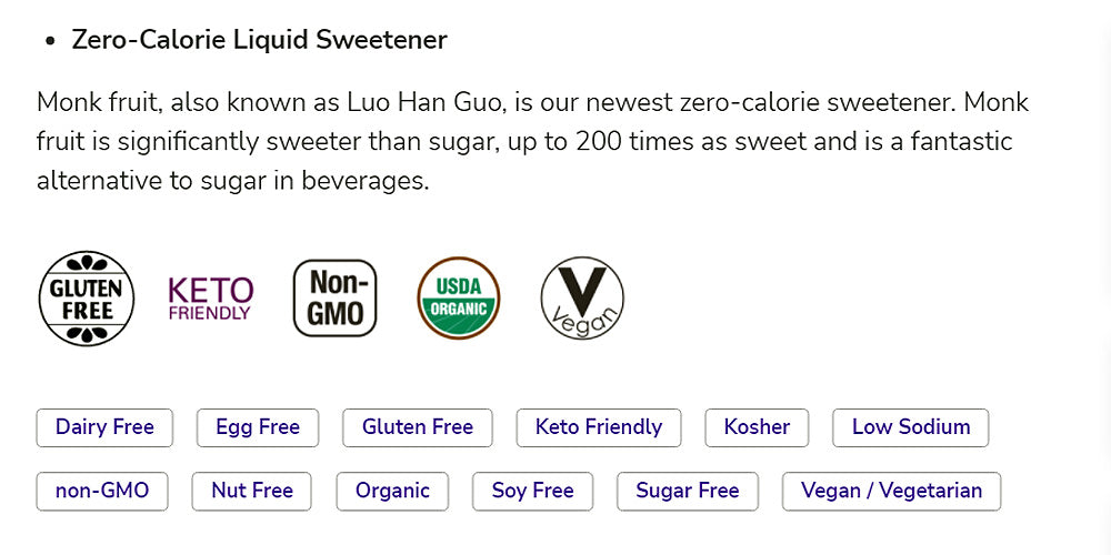 NOW Foods, Organic Liquid Monk Fruit, Vanilla, Zero-Calorie Sweetener, 1.8-Ounce (53ml) - Bloom Concept