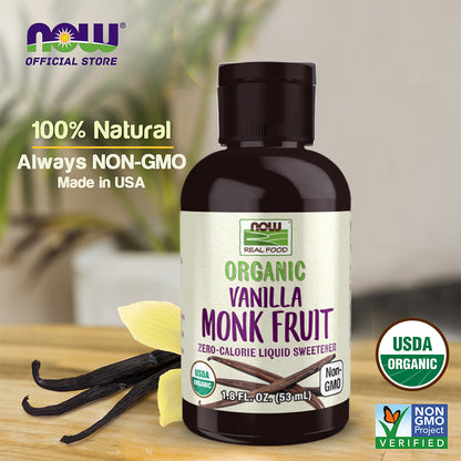 NOW Foods, Organic Liquid Monk Fruit, Vanilla, Zero-Calorie Sweetener, 1.8-Ounce (53ml) Natural Foods NOW Foods USA