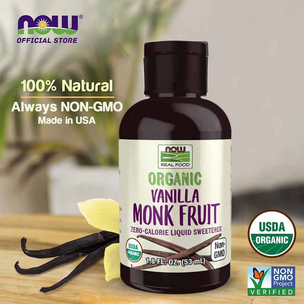 NOW Foods, Organic Liquid Monk Fruit, Vanilla, Zero-Calorie Sweetener, 1.8-Ounce (53ml) - Bloom Concept