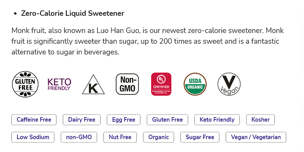 NOW Foods, Organic Liquid Monk Fruit, Zero-Calorie Sweetener, Caramel, 1.8-Ounce (53ml) - Bloom Concept