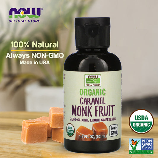 NOW Foods, Organic Liquid Monk Fruit, Zero-Calorie Sweetener, Caramel, 1.8-Ounce (53ml) - Bloom Concept