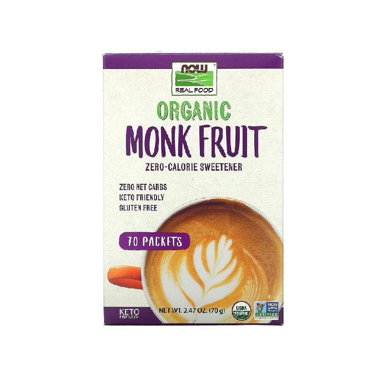 NOW Foods, Organic Monk Fruit, Zero-Calorie Sweetener, Gluten-Free and Non-GMO, 70 Packets - Bloom Concept