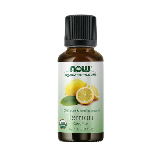 NOW Essential Oils, Organic Lemon Oil, Cheerful Aromatherapy Scent, Cold Pressed, 100% Pure, Vegan, Child Resistant Cap, 1-Ounce (30ml) - Bloom Concept