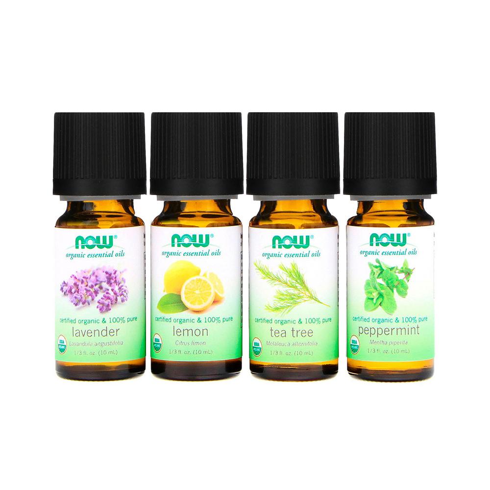 NOW Let It Be Organically Kit, 4x10ml Including: Organic Lavender, Organic Tea Tree, Organic Peppermint and Organic Lemon Essential Oils - Bloom Concept