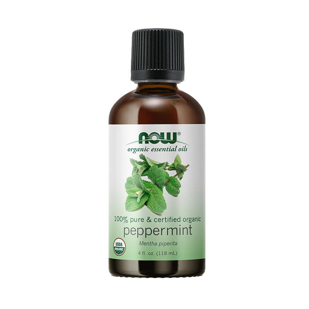 NOW Essential Oils, Organic Peppermint Oil, Invigorating Aromatherapy Scent, 100% Pure, 4-Ounce (118 ml) Essential oils NOW Foods USA