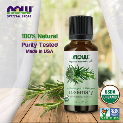 NOW Essential Oils, Organic Rosemary Oil, Purifying Aromatherapy Scent, Steam Distilled, 100% Pure, Vegan, Child Resistant Cap, 1-Ounce (30ml) Essential oils NOW Foods USA