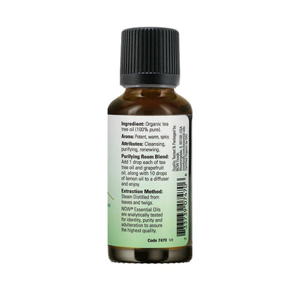 NOW Foods Organic Tea Tree Oil, Cleansing Aromatherapy Scent, Steam Distilled, 100% Pure, (30ml) Essential oils NOW Foods USA