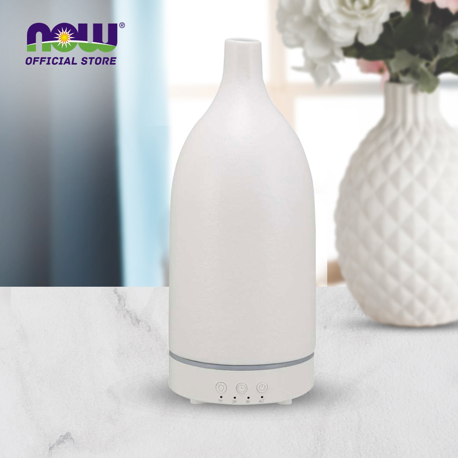 NOW Essential Oils, Ultrasonic Ceramic Stone Oil Diffuser, Extremely Quiet, Easy To Clean - Bloom Concept