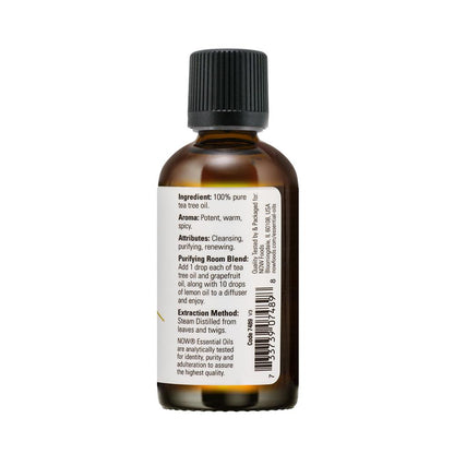 NOW Essential Oils, Tea Tree Oil, Cleansing Aromatherapy Scent, Steam Distilled, 100% Pure, Vegan, Child Resistant Cap, 2-Ounce(59 ml) Essential oils NOW Foods USA