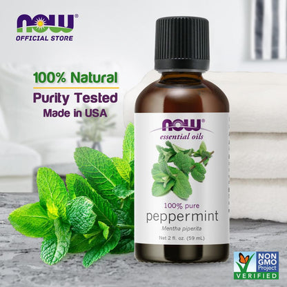 NOW Essential Oils, Peppermint Oil, Invigorating Aromatherapy Scent, Steam Distilled, 100% Pure, Vegan, Child Resistant Cap, 2-Ounce (59ml) Essential oils NOW Foods USA