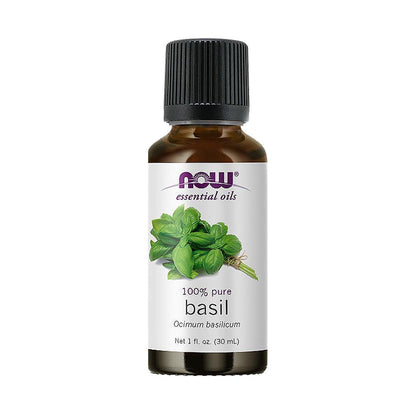 NOW Essential Oils, Basil Oil, Energizing Aromatherapy Scent, Stream Distilled, 100% Pure, Vegan, Child Resistant Cap, 1-Ounce (30ml) Essential oils NOW Foods USA