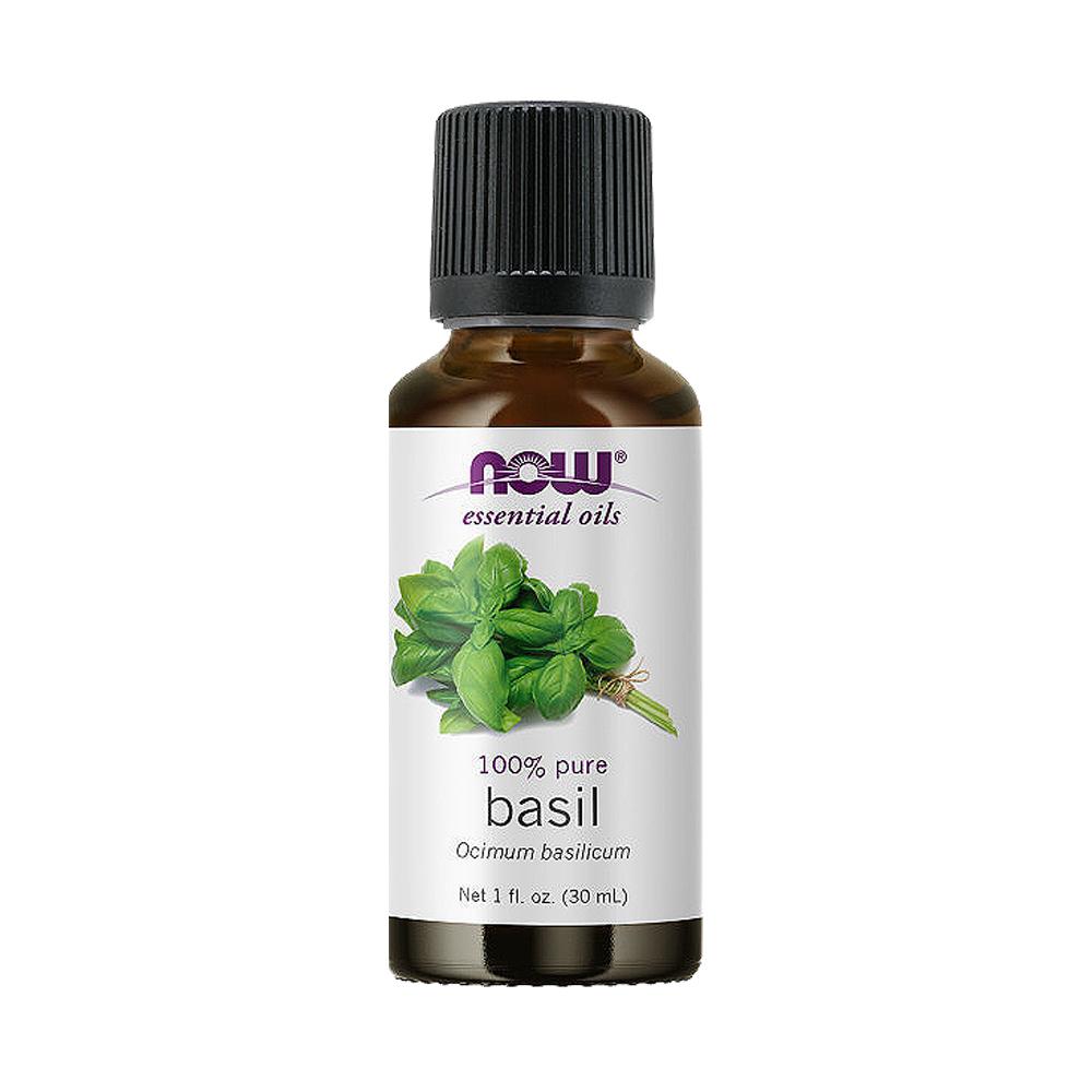 NOW Essential Oils, Basil Oil, Energizing Aromatherapy Scent, Stream Distilled, 100% Pure, Vegan, Child Resistant Cap, 1-Ounce (30ml) - Bloom Concept