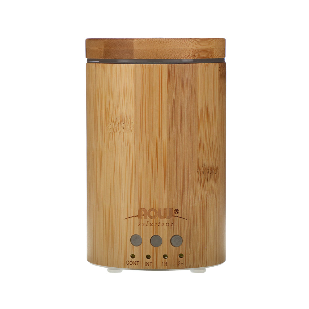 NOW Essential Oils, Ultrasonic Real Bamboo Aromatherapy Oil Diffuser, Extremely Quiet, Heat Free and Easy to Clean, Color Changing LED Diffuser - Bloom Concept