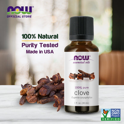 NOW Essential Oils, Clove Oil, Balancing Aromatherapy Scent, Steam Distilled, 100% Pure, Vegan, Child Resistant Cap, 1-Ounce( 30 ml) Essential oils NOW Foods USA