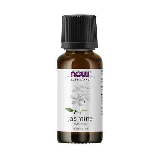 NOW FOODS Essential Oils, Jasmine Fragrance, Romantic Aromatherapy Scent, Steam Distilled, 100% Pure, Vegan, Child Resistant Cap, 1-Ounce (30 ml) - Bloom Concept