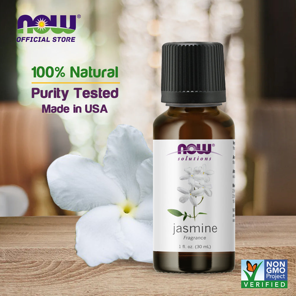 NOW FOODS Essential Oils, Jasmine Fragrance, Romantic Aromatherapy Scent, Steam Distilled, 100% Pure, Vegan, Child Resistant Cap, 1-Ounce (30 ml) Essential oils NOW Foods USA
