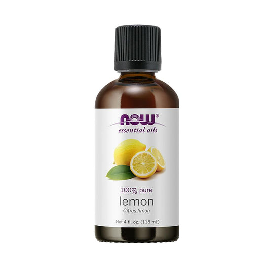 NOW FOODS Essential Oils, Lemon Oil, Cheerful Aromatherapy Scent, Cold Pressed, 100% Pure, Vegan, Child Resistant Cap, 4-Ounce (118 ml) - Bloom Concept