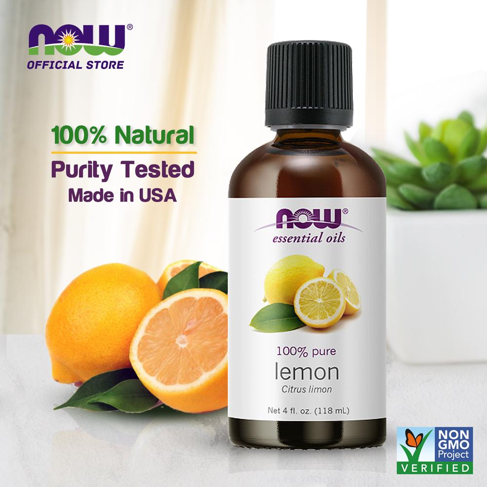 NOW FOODS Essential Oils, Lemon Oil, Cheerful Aromatherapy Scent, Cold Pressed, 100% Pure, Vegan, Child Resistant Cap, 4-Ounce (118 ml) - Bloom Concept