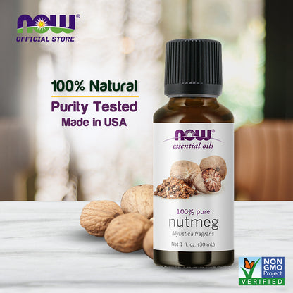 NOW Essential Oils, Nutmeg Oil, Energizing Aromatherapy Scent, Steam Distilled, 100% Pure, Vegan, Child Resistant Cap, 1-Ounce (30ml) Essential oils NOW Foods USA