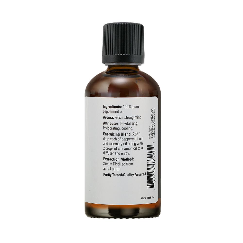 NOW FOODS Essential Oils, Peppermint Oil, Invigorating Aromatherapy Scent, Steam Distilled, 100% Pure, Vegan, Child Resistant Cap, 4-Ounce (118ml) Essential oils NOW Foods USA