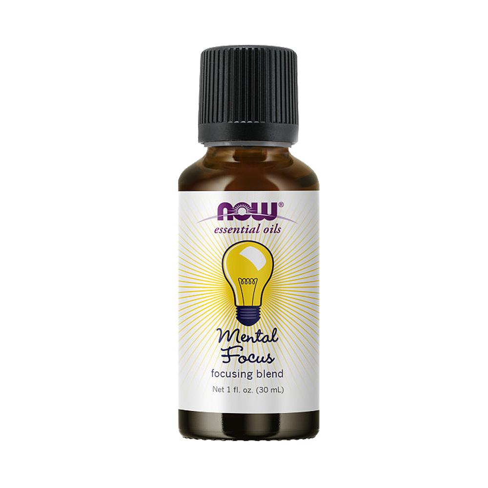 NOW Essential Oils, Mental Focus Oil Blend, Centering Aromatherapy Scent, Blend of Pure Essential Oils, Vegan, Child Resistant Cap, 1-Ounce (30ml) - Bloom Concept