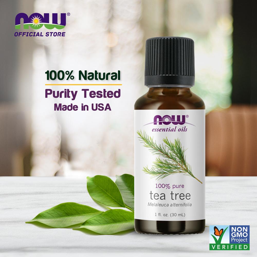 (Buy 1 Free 1) NOW Essential Oils, Tea Tree Oil, Cleansing Aromatherapy Scent, Steam Distilled, 100% Pure, Vegan, Child Resistant Cap, 1-Ounce (30ml) - Bloom Concept