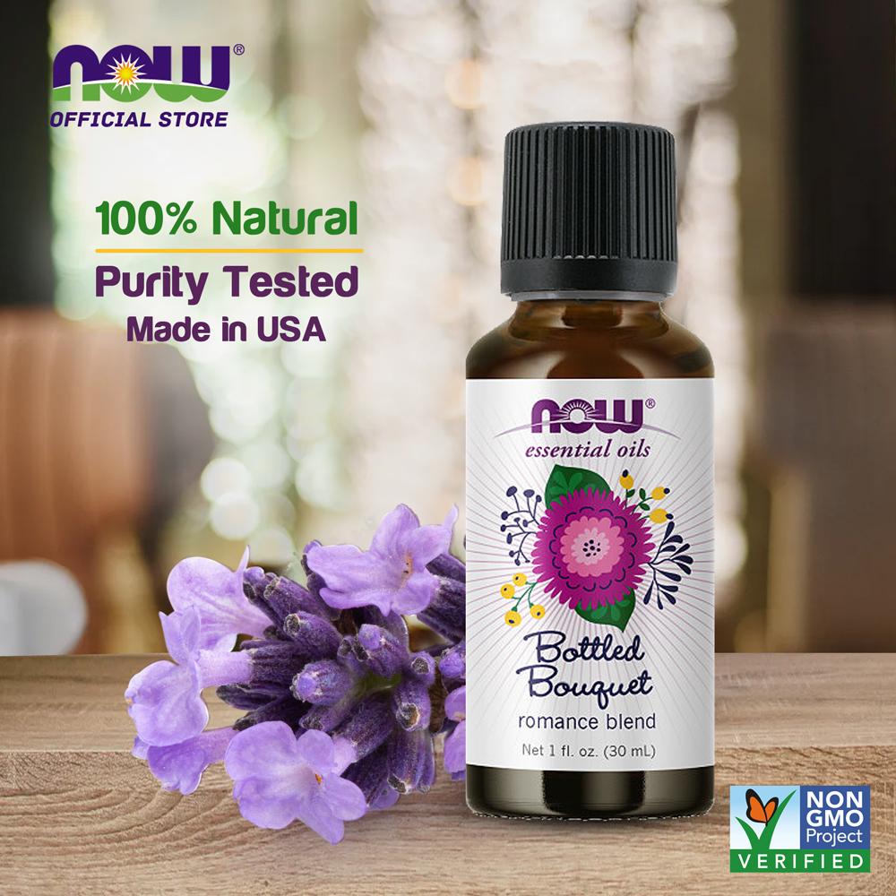 NOW Essential Oils, Bottled Bouquet Oil Blend, Floral Aromatherapy Scent, Blend of Pure Essential Oils, Vegan, Child Resistant Cap, 1-Ounce (30ml) - Bloom Concept