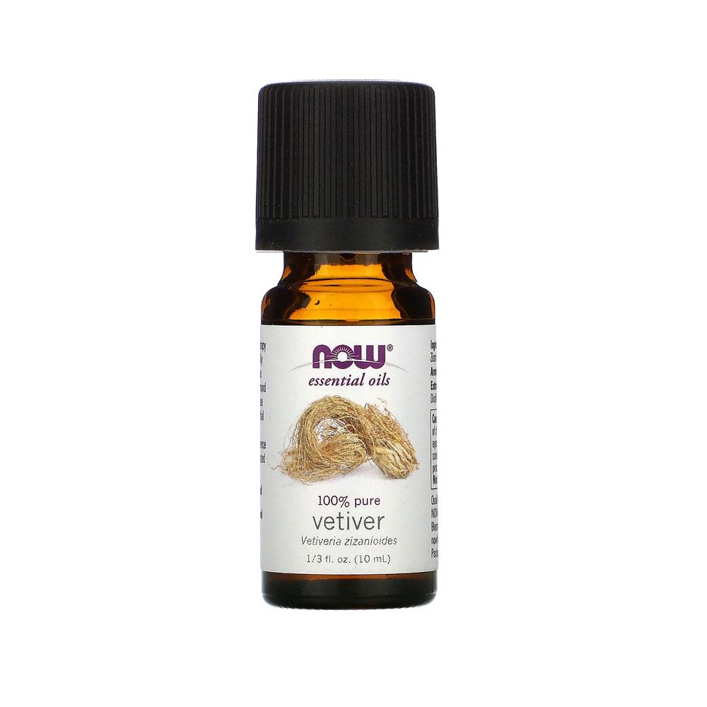NOW Essential Oils, Vetiver Oil, Woodsy Aromatherapy Scent, Steam Distilled, 100% Pure, Child Resistant Cap, (10ml) - Bloom Concept