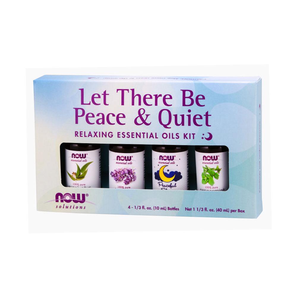 NOW Let There Be Peace & Quiet Aromatherapy Kit, 4x 10ml Incl Lavender Oil, Peppermint Oil, Eucalyptus Oil and Peaceful Sleep Oil Blend - Bloom Concept