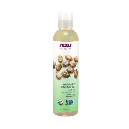 NOW Solutions, Organic Castor Oil, 100% Pure Versatile Skin Care, Multi-Purpose Skin Softener, 8-Ounce (237 ml) - Bloom Concept