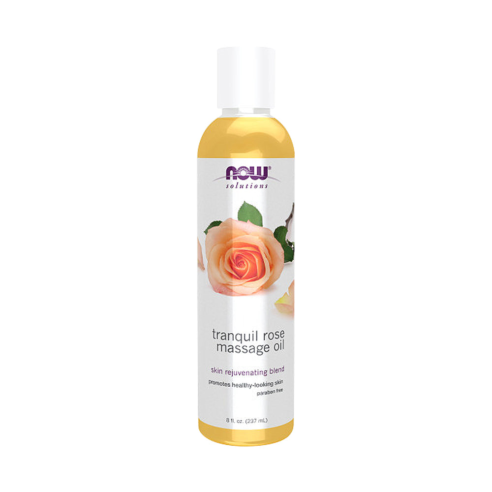 NOW Solutions, Tranquil Rose Massage Oil, Body Moisturizer for Dry Sensitive Skin, Promotes Healthy-Looking Skin, 8-Ounce (237 ml) - Bloom Concept