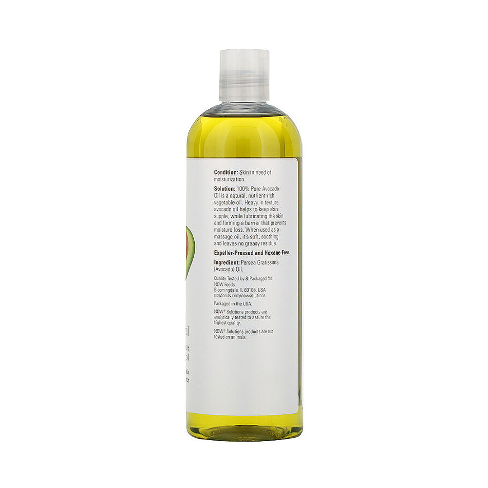 NOW Solutions, Avocado Oil, 100% Pure Moisturizing Oil, Nutrient Rich and Hydrating, 16-Ounce  (473 ml) - Bloom Concept