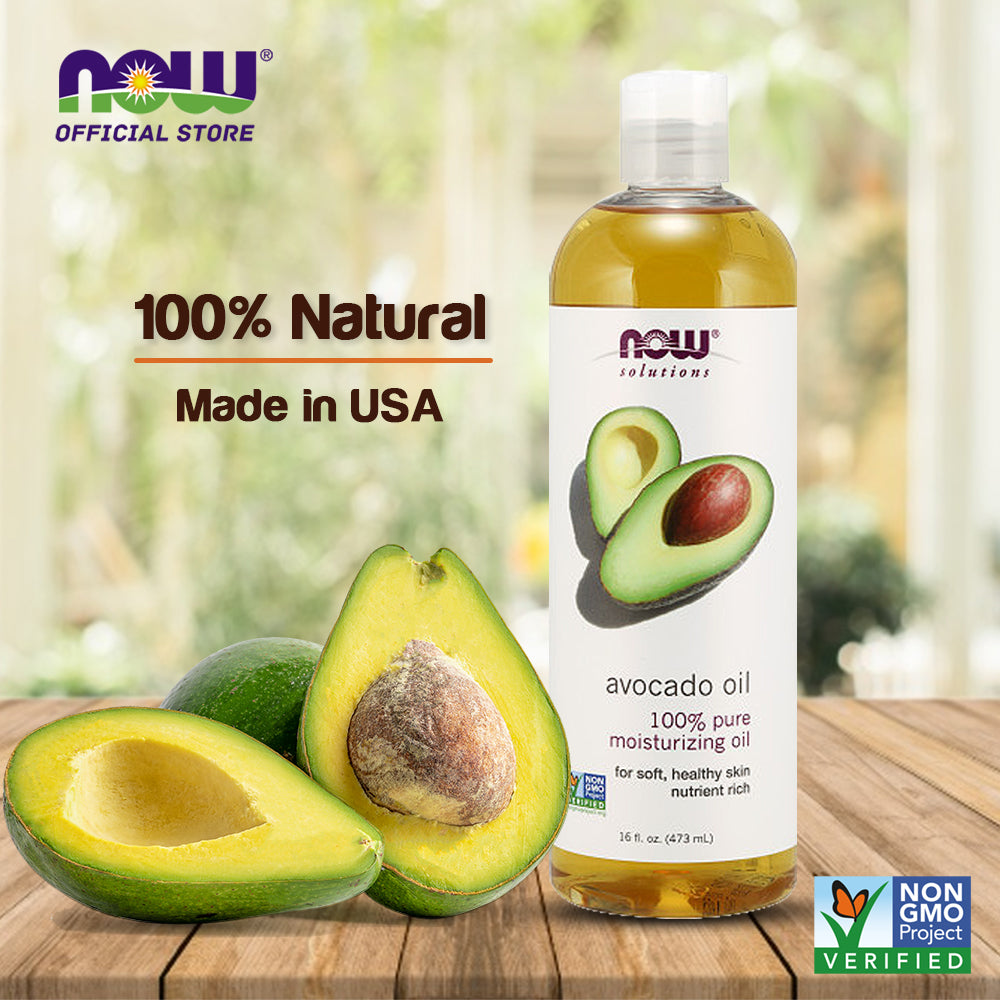 NOW Solutions, Avocado Oil, 100% Pure Moisturizing Oil, Nutrient Rich and Hydrating, 16-Ounce  (473 ml) - Bloom Concept