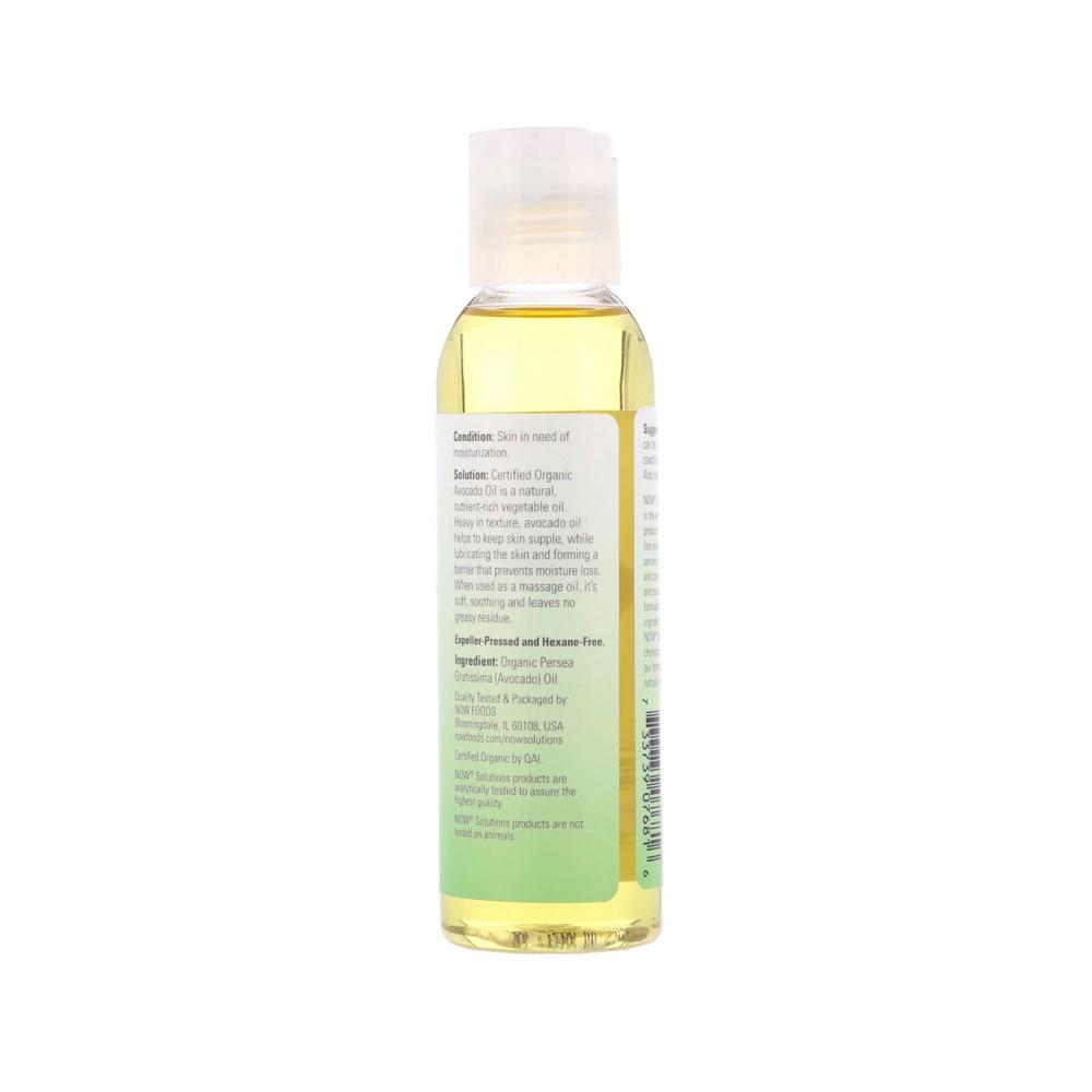 NOW Solutions, Organic Avocado Oil, 100% Pure Moisturizing Oil, Nutrient Rich and Hydrating, (118 ml) - Bloom Concept