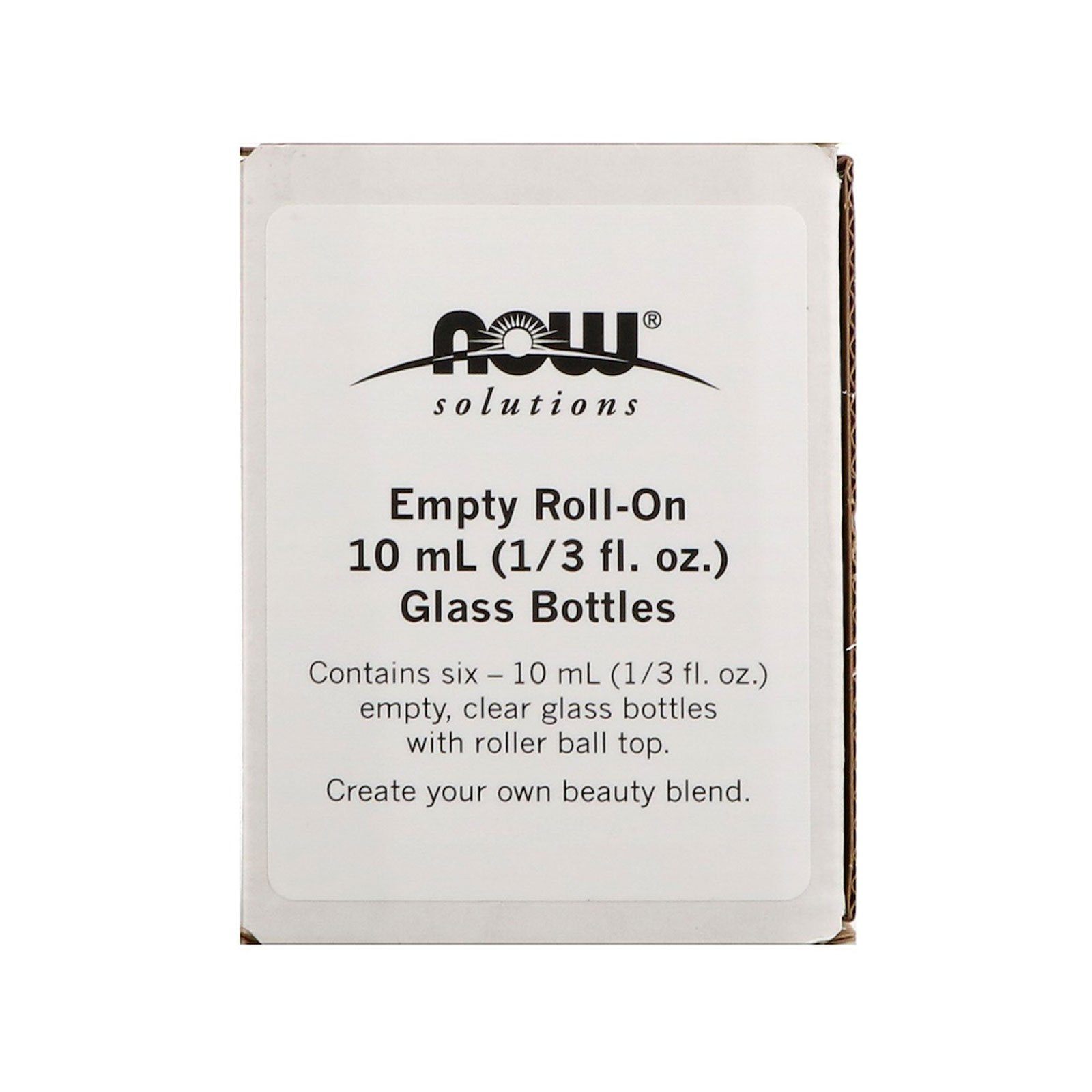 Now Foods, Clear Glass Bottle Roll-On Applicator 10ml, Case of 6 EO Accessories NOW Foods USA