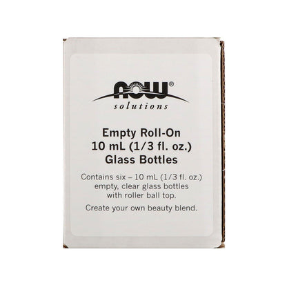Now Foods, Clear Glass Bottle Roll-On Applicator 10ml, Case of 6 EO Accessories NOW Foods USA
