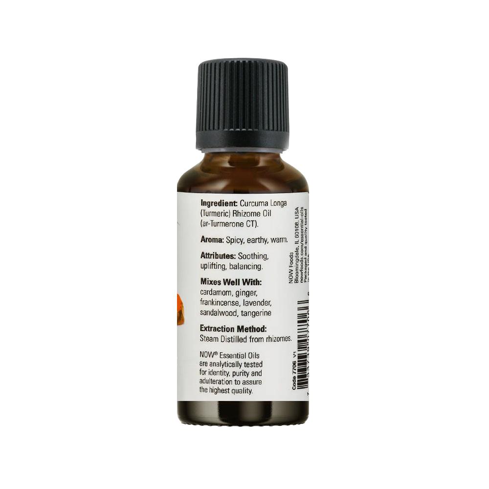 NOW Essential Oils, Turmeric Essential Oil, Soothing, Uplifting, Balancing, 100% Pure, Child-Resistant Cap, 1-Ounce (30ml) - Bloom Concept