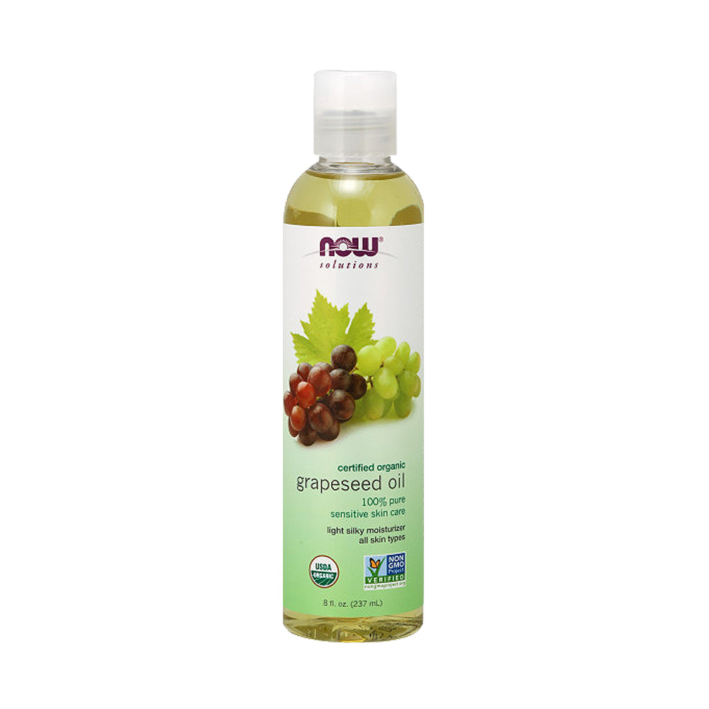 NOW Solutions, Organic Grapeseed Oil, Skin Care for Sensitive Skin, Light Silky Moisturizer for All Skin Types, 8-Ounce (237 ml) - Bloom Concept