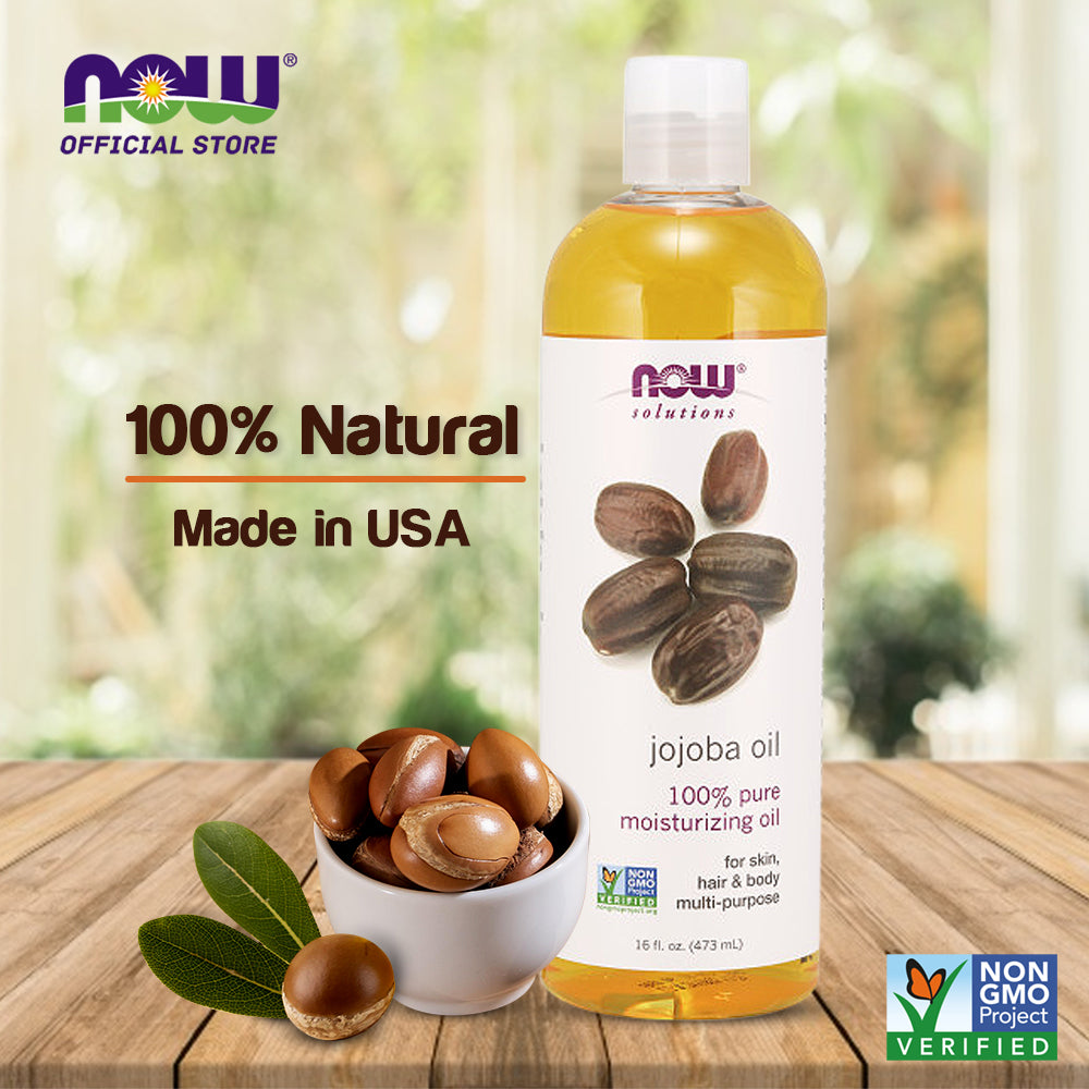 NOW Solutions, Jojoba Oil, 100% Pure Moisturizing, Multi-Purpose Oil for Face, Hair and Body, 16-Ounce (473 ml) - Bloom Concept