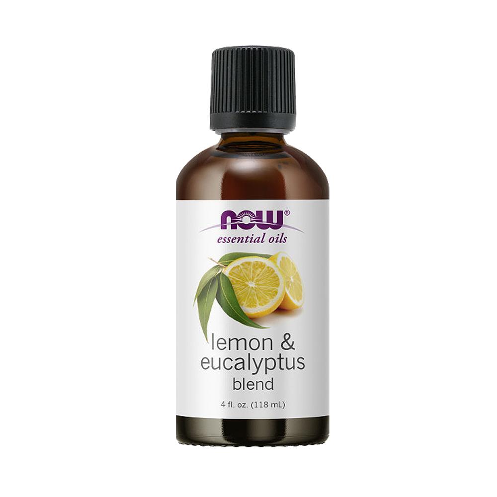 NOW FOODS Essential Oils, Lemon &amp; Eucalyptus Oil Blend, Invigorating Aromatherapy Scent, Blend of Pure Lemon Oil and Pure Eucalyptus Oil, Vegan, Child Resistant Cap, 4-Ounce (118 ml) Essential oils NOW Foods USA