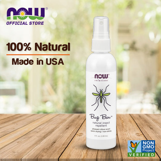 Now Foods, Bug Ban Spray, Natural Insect Repellant, Quick Dry, Citrus Scent, Non-Sticky Formula, 4 fl oz (118 ml) - Bloom Concept