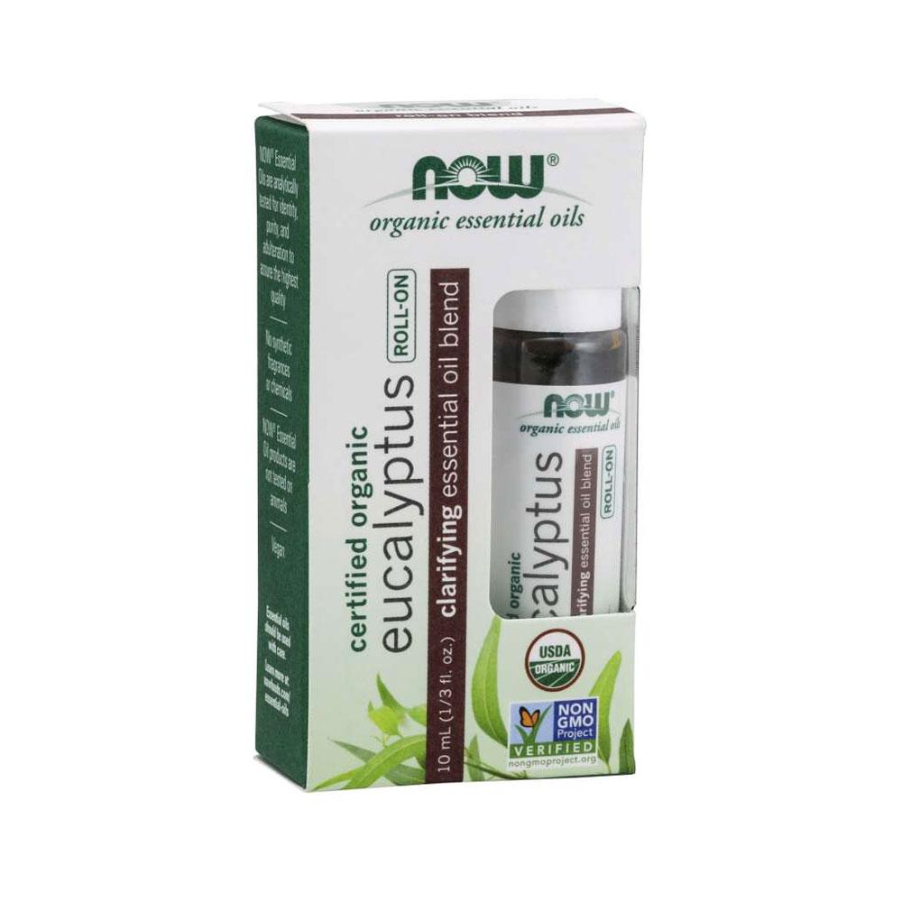 NOW Eucalyptus Roll-On, Certified Organic, Clarifying Blend, Steam Distilled, Topical Aromatherapy, 10-mL - Bloom Concept