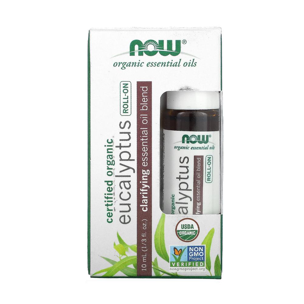 NOW Eucalyptus Roll-On, Certified Organic, Clarifying Blend, Steam Distilled, Topical Aromatherapy, 10-mL - Bloom Concept