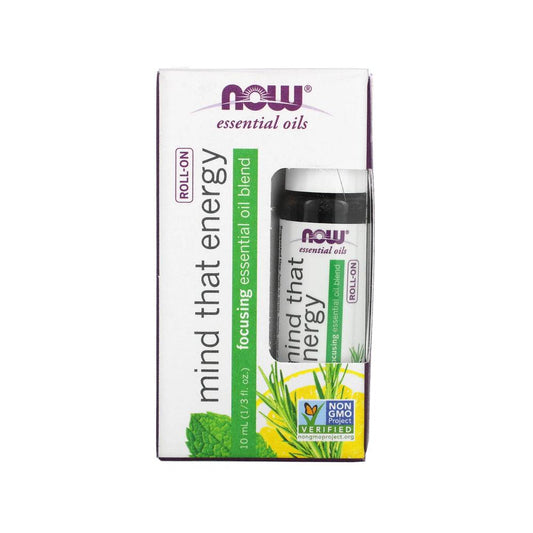 NOW Essential Oils, Mind That Energy Roll On, Non-GMO Project Verified, Focusing Blend, Steam Distilled, Topical Aromatherapy, 10-mL - Bloom Concept