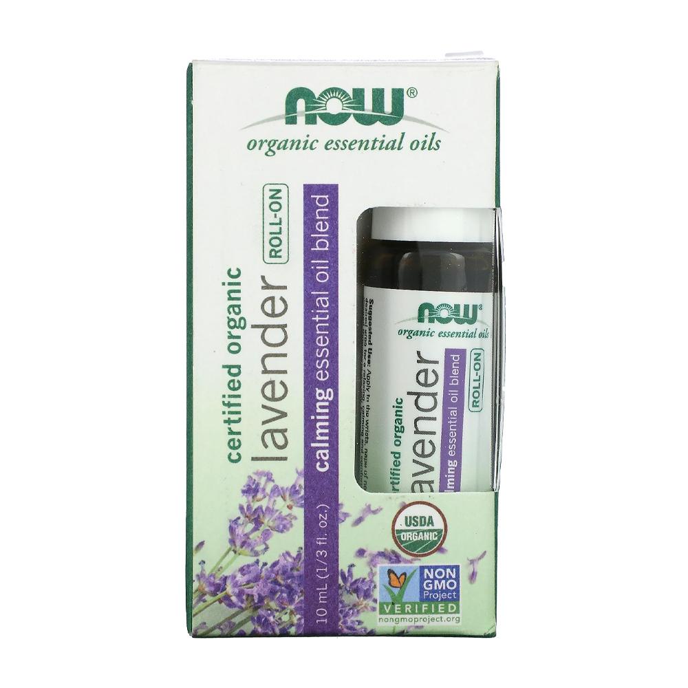 NOW Essential Oils, Lavender Roll-On, Certified Organic, Calming Blend, Steam Distilled, Topical Aromatherapy, 10-mL Essential oils NOW Foods USA