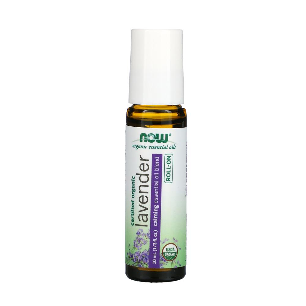 NOW Essential Oils, Lavender Roll-On, Certified Organic, Calming Blend, Steam Distilled, Topical Aromatherapy, 10-mL Essential oils NOW Foods USA