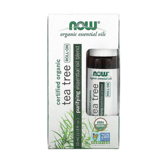 NOW Tea Tree Roll-On, Certified Organic, Purifying Blend, Steam Distilled, Topical Aromatherapy, 10-mL - Bloom Concept