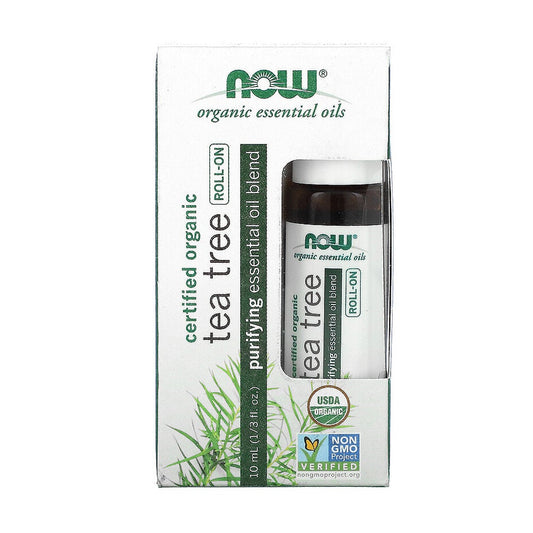 NOW Tea Tree Roll-On, Certified Organic, Purifying Blend, Steam Distilled, Topical Aromatherapy, 10-mL--Best by 02/24 - Bloom Concept