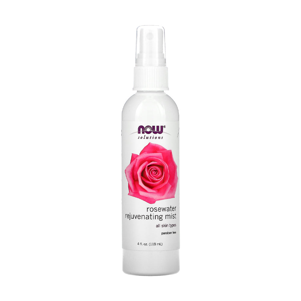 NOW Solutions Rosewater Rejuvenating Mist, Hydration and Rejuvenation Spray for All Skin and Hair Types, 4 fl oz (118 ml) - Bloom Concept
