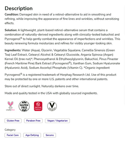 NOW Solutions, Bakuchiol Skin Renewal Serum, Smooth Skin, 1 fl oz (30 ml) Lotion &amp; Moisturizer NOW Foods USA